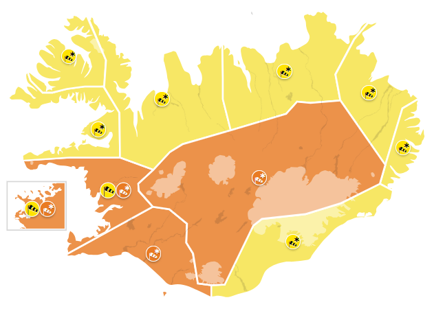Appelsínugul veðurviðvörun 26. mars