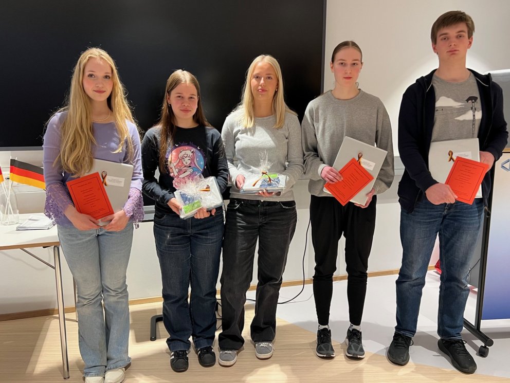 Frá vinstri: Arnheiður Anna, Ása Dagrún, Eva Rakel, Embla Hrönn og Thomas. Á myndina vantar Guðlaugu…