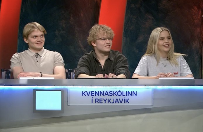 Frá vinstri: Jón Kristján, Árni og Embla María í keppni gærdagsins