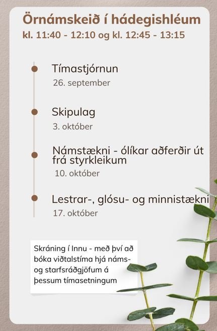 Örnámskeið hjá námsráðgjöfum