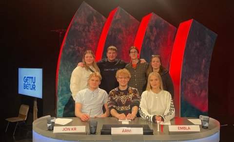 Keppendur ásamt þjálfurum sínum. Efri röð f.v. Hekla Sól Hafsteinsdóttir, Hafsteinn Breki Gunnarsson…