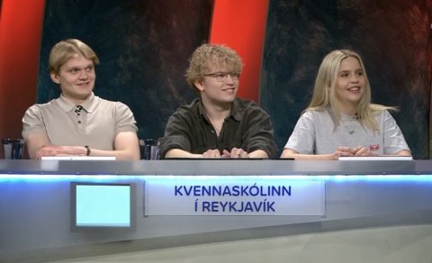 Frá vinstri: Jón Kristján, Árni og Embla María í keppni gærdagsins